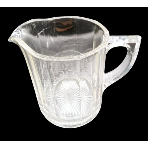 Clear Glass Pitcher Vintage Squat Indiana Glass 32 Oz Apothecary Handle Scratch - Picture 3 of 16